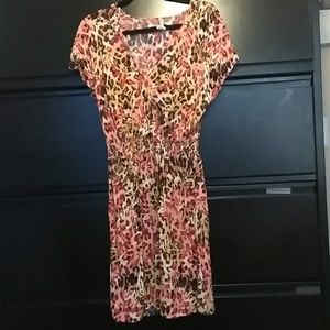 AMERICAN RAG cie Orange, Pink, Brown leopard dress